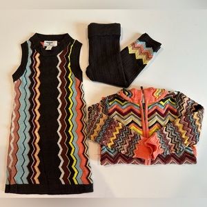 3 Piece Set Missoni Kids Toddler Dress Leggings Sweater Set